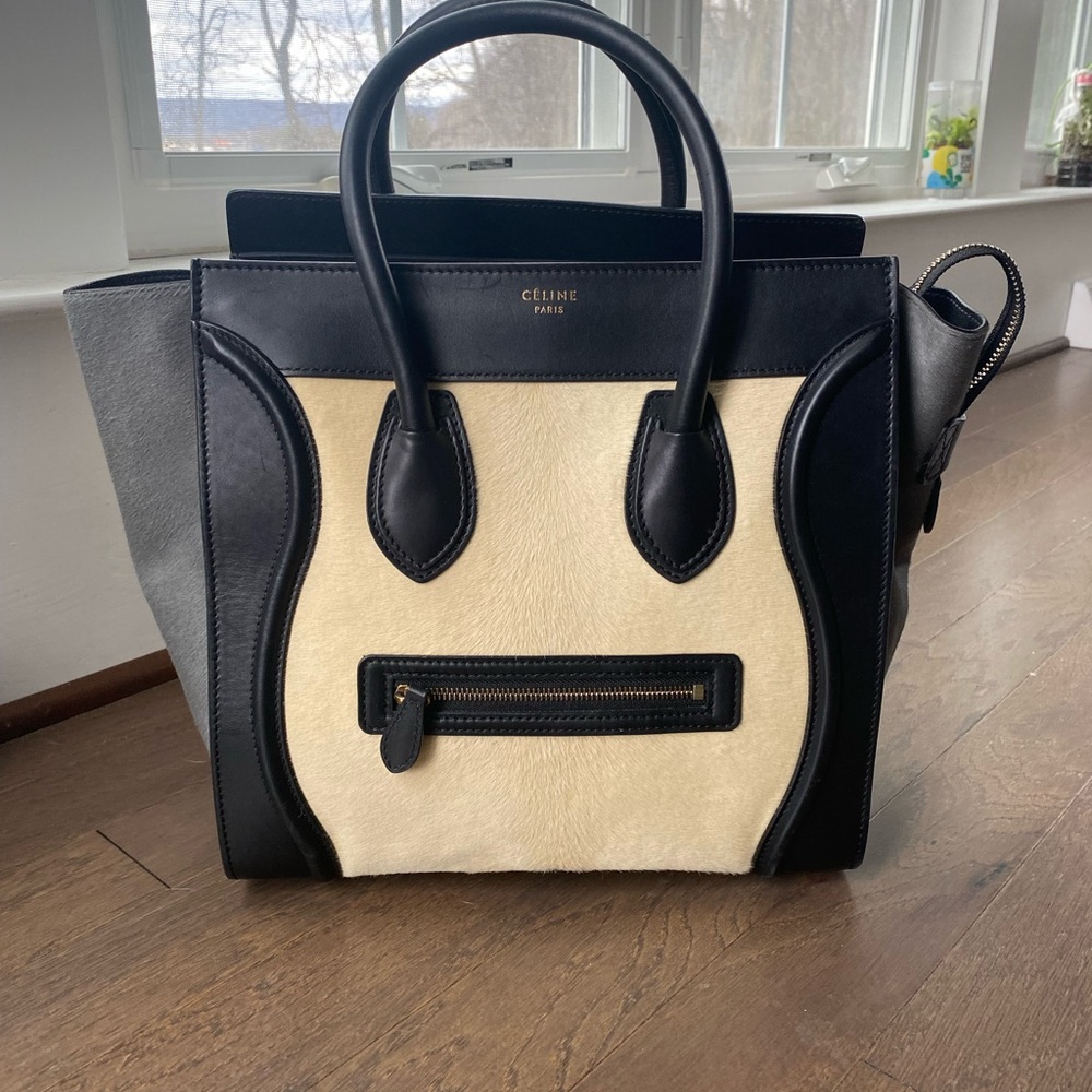 Celine Medium Luggage Tote in Pony Hair Pattern